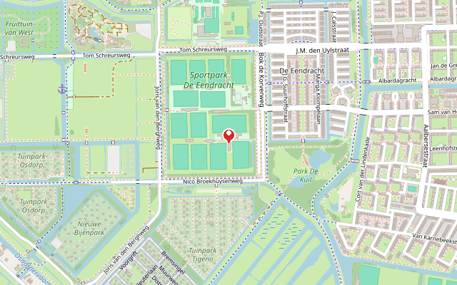 Kaart van Sportpark De Eendracht in Amsterdam Nieuw-West